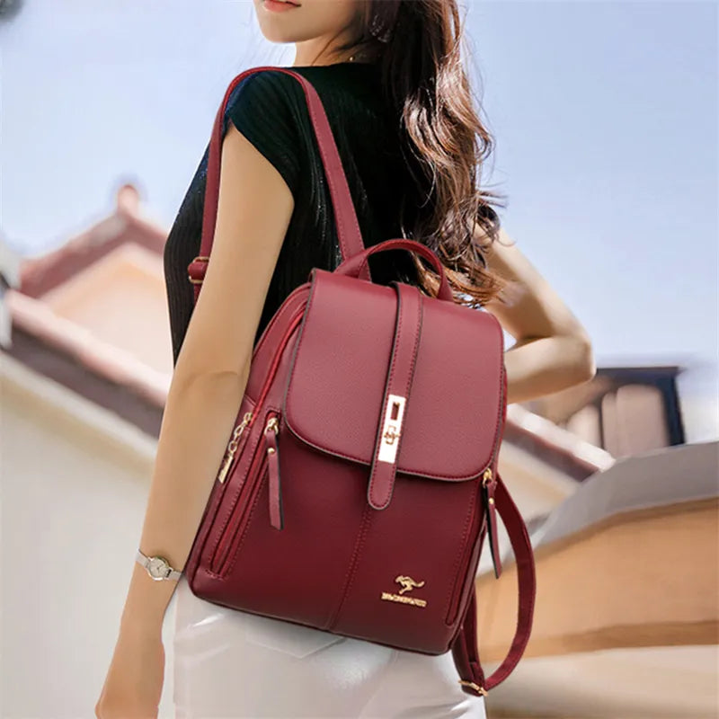 Mochila Feminina de Couro Legítimo Zira